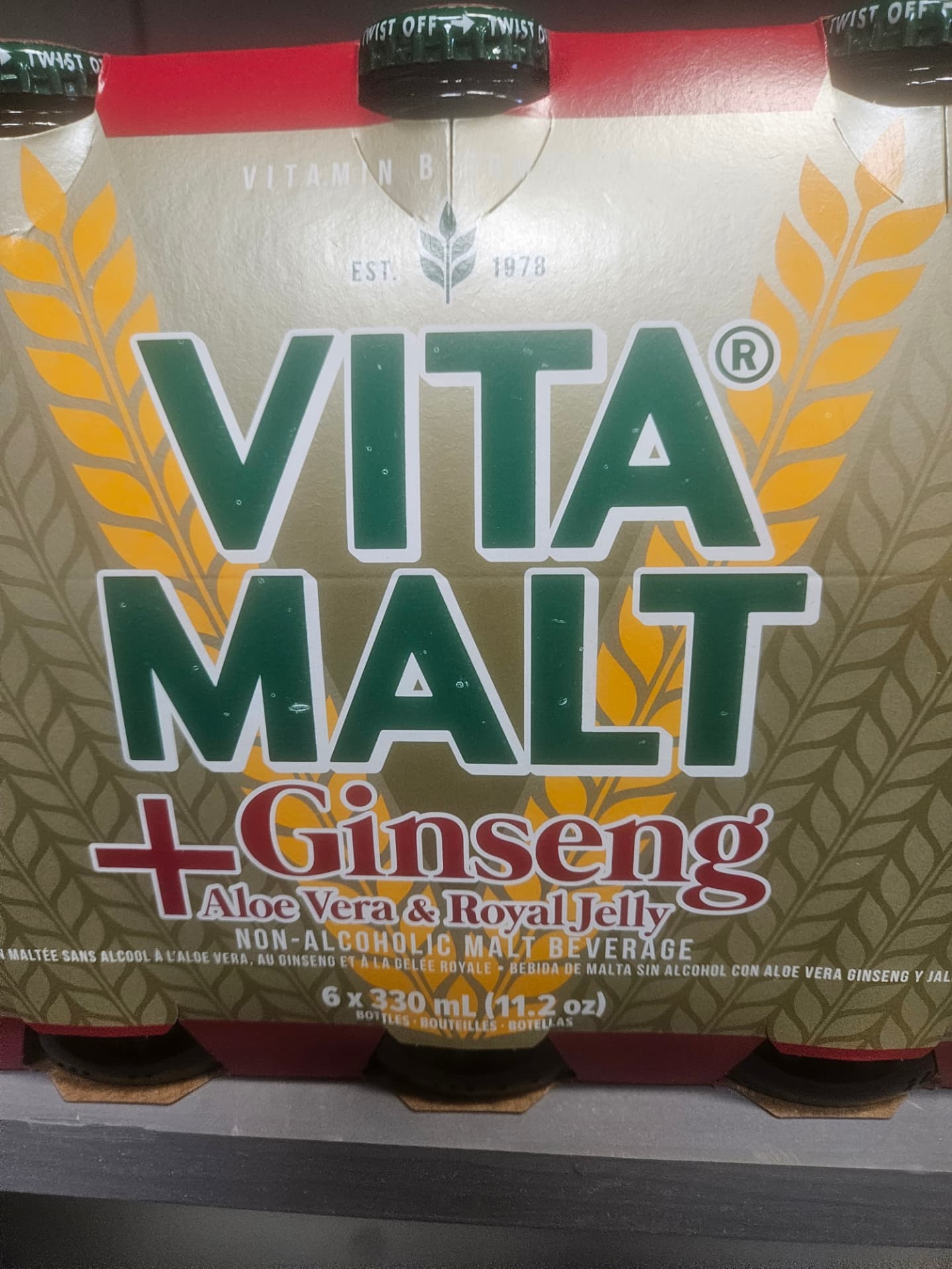 Vita Malt + Ginseng Aloe Vera & Royal Jelly 6 x 330 ml (11.2 fl oz)