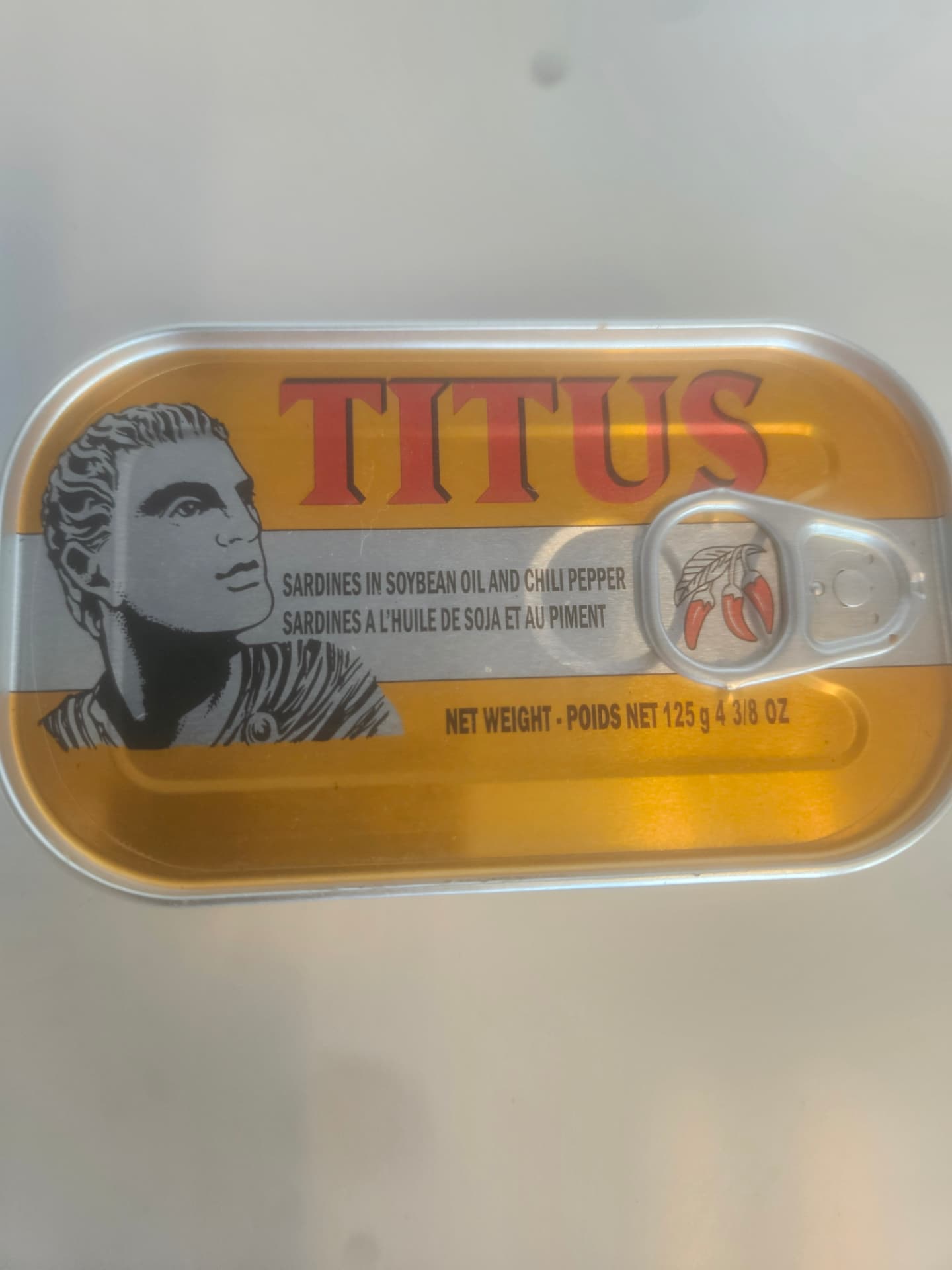 Titus Sardines in Soybean Oil & Chili Pepper 125 g (4 3/8 oz)
