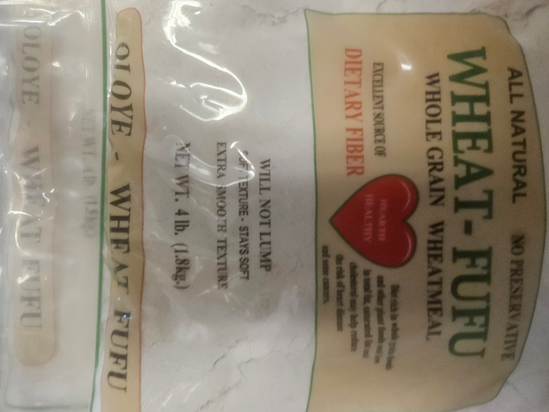 Oloye Wheat Fufu Whole Grain Wheatmeal 4 lb (1.8 kg)