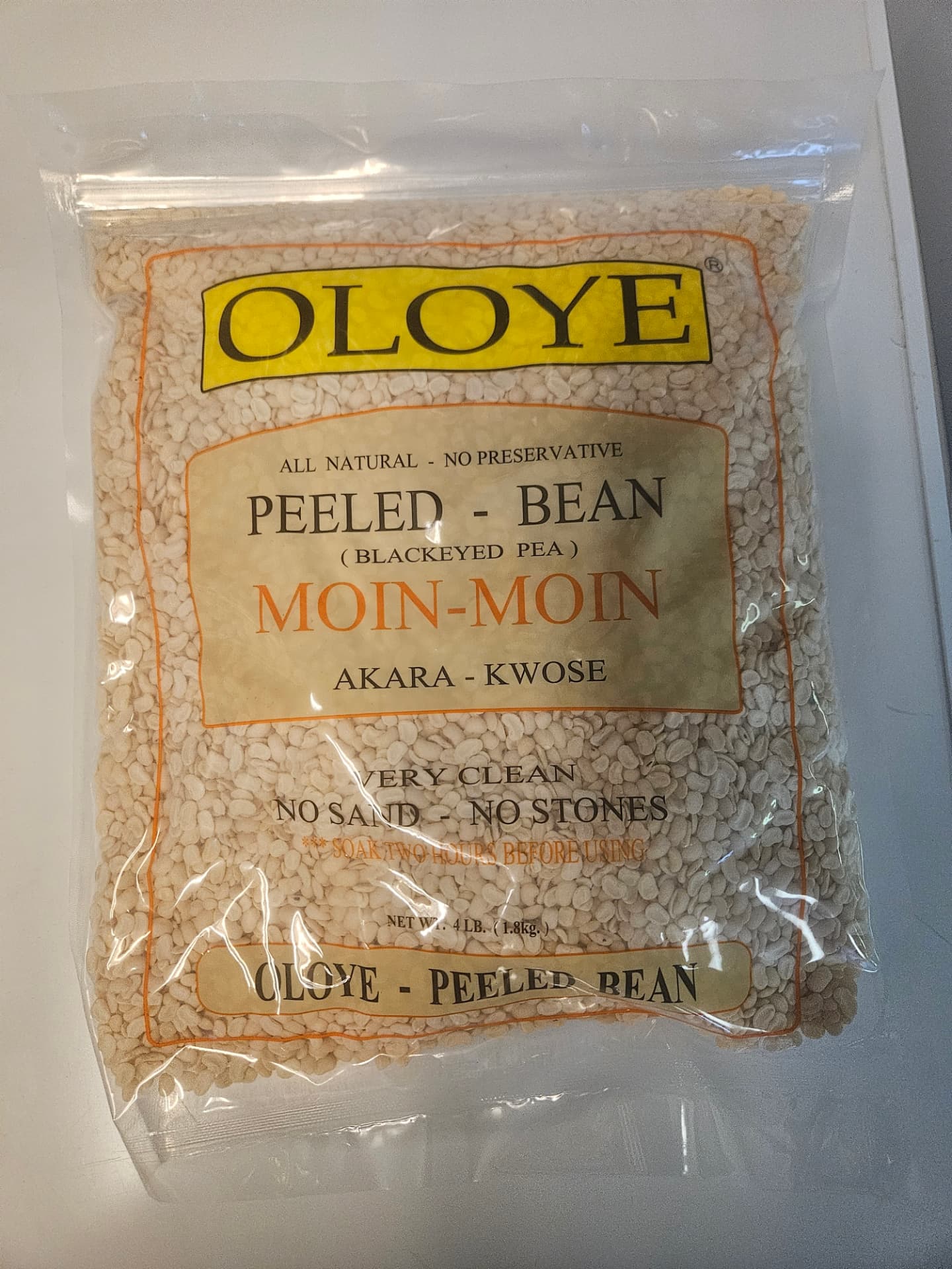 Oloye Peeled Bean Family Bag 4 lb (1.8 kg)