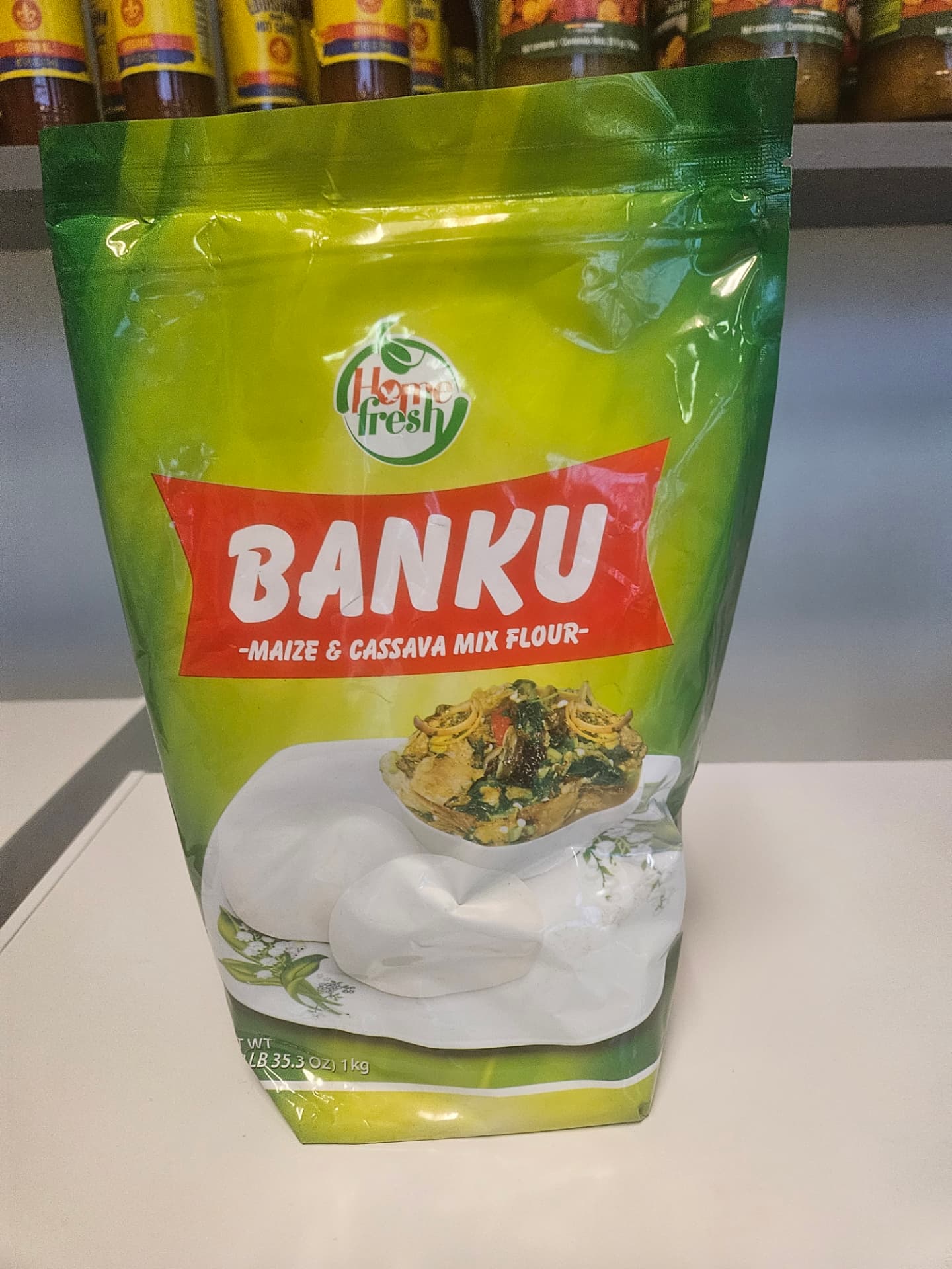 Home Fresh Banku Maize & Cassava Mix Flour 2.2 lb (35.3 oz) 1 kg