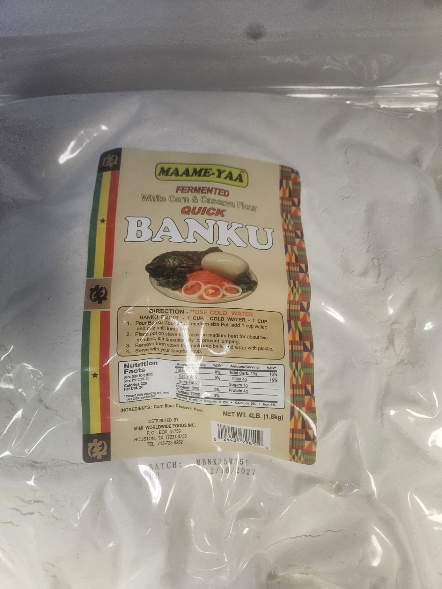 Maame-Yaa Quick Banku Fermented Corn and Cassava Flour 4 lb (1.8 kg)